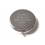 Personalised engraved compact mirror gift for teachers
