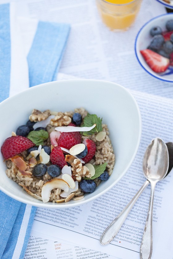 A delicious, healthy brown rice breakfast bowl for Mum